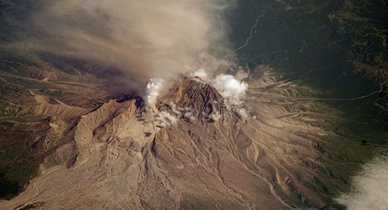 Shiveluch volcano.