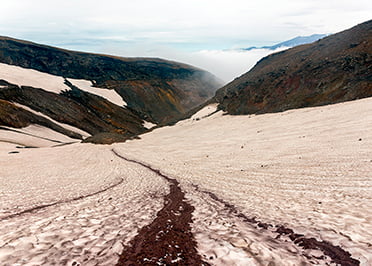 path to the crater