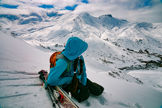 climbing mount Kamchatka winter