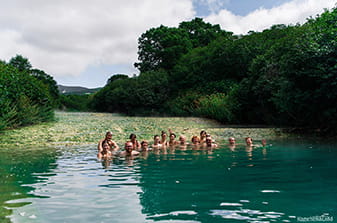 bathing at the springs on the Bears tour