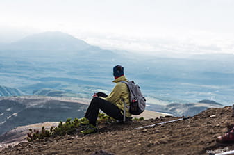 climbing Mutnovsky volcano