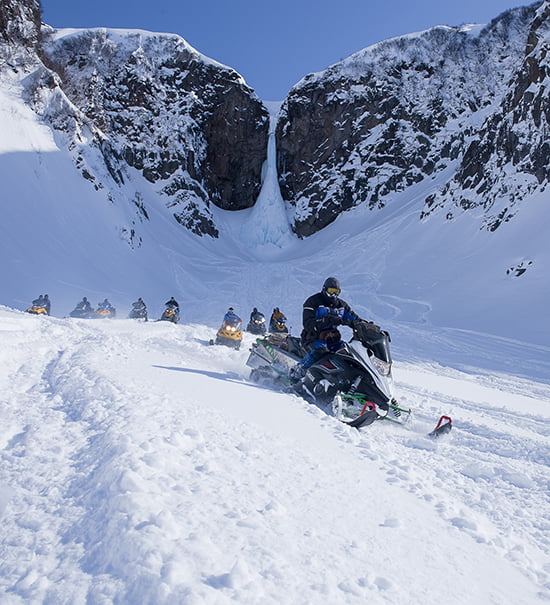 Snowmobile driving in Kamchatka