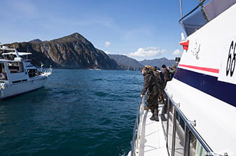 at the entrance to the bay