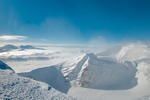 helicopter trip in winter