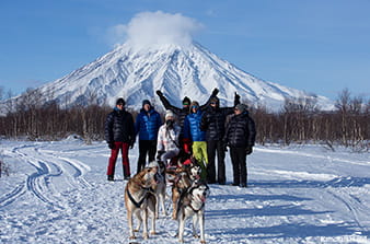 dogsledding in winter