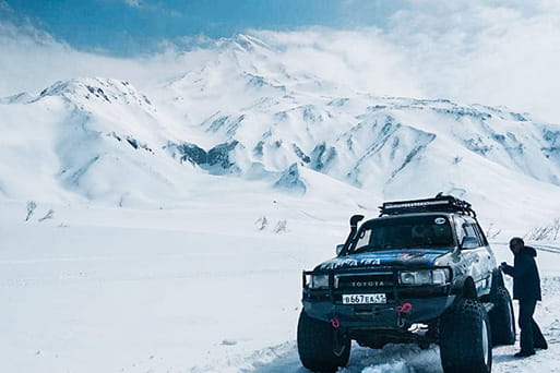 Vilyuchinsky volcano in the snow